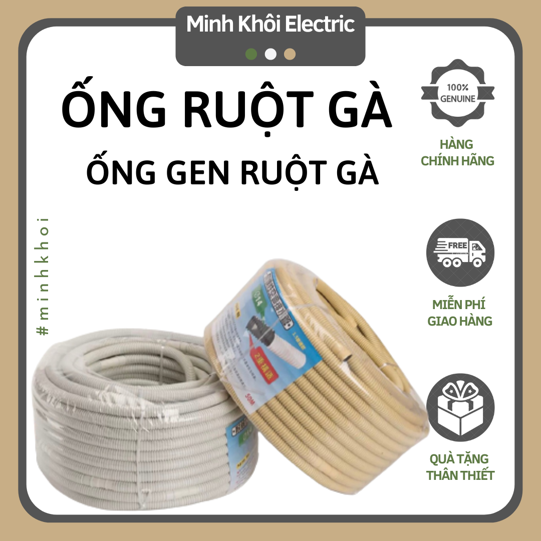 [Rẻ vô địch] Combo 50m ống ruột gà luồn dây điện đàn hồi tự chống cháy,ống gen ruột gà luồn âm tường