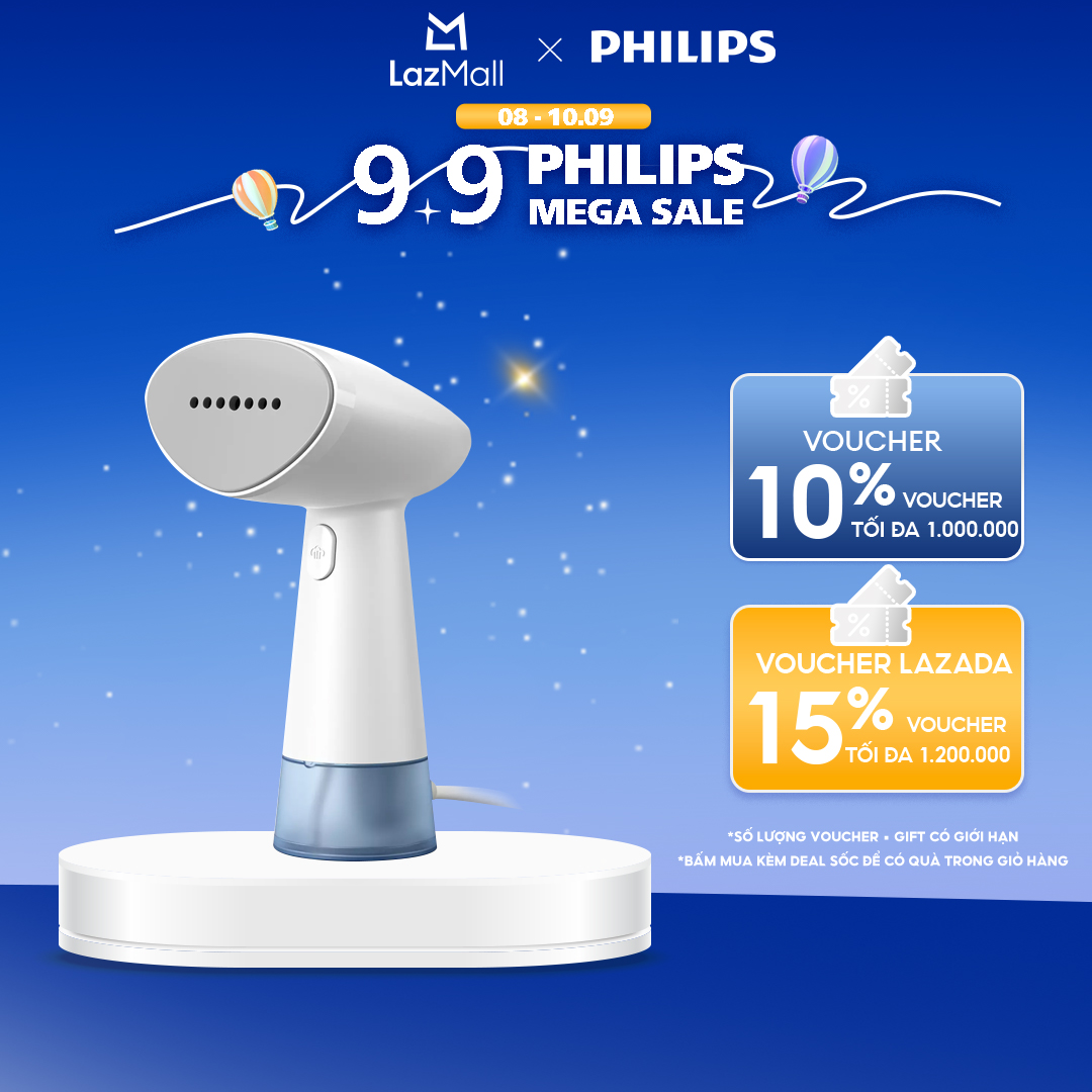 Bàn Ủi Hơi Nước Cầm Tay Philips Series 1000 STH1000/10 - Thiết Kế Nhỏ Gọn Nhẹ, Công Suất Mạnh, Khoang Chứa Nước 85ML - Hàng Phân Phối Chính Hãng