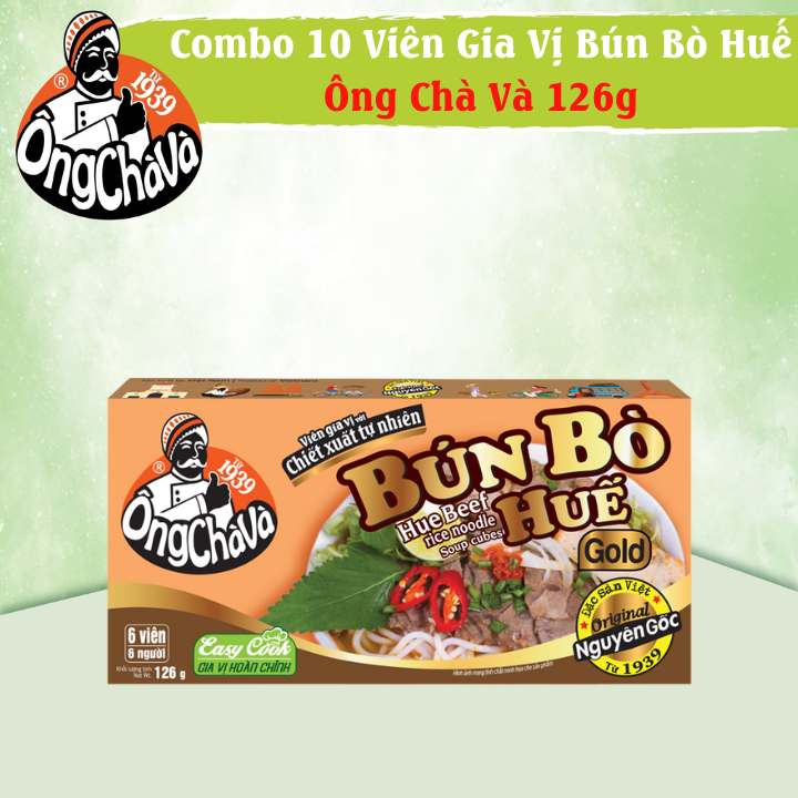 Combo 10 Hộp Viên Gia Vị Bún Bò Huế Ông Chà 126g - Nấu Ngon Chuẩn Vị Không Cần Nêm Nếm
