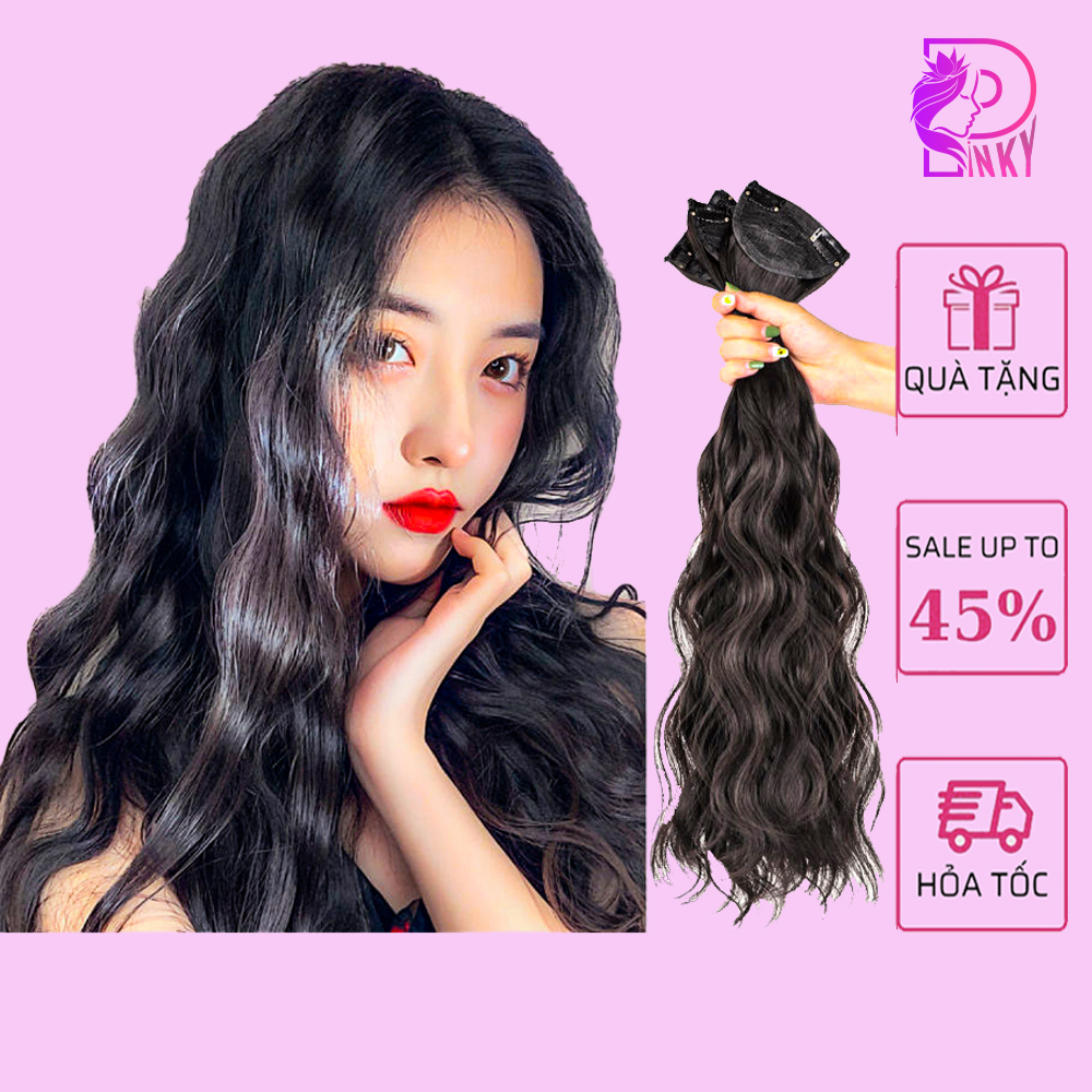 Tóc giả kẹp phím xoăn xù , tóc kẹp phím tóc thật mền mượt cao cấp làm dày tóc tự nhiên