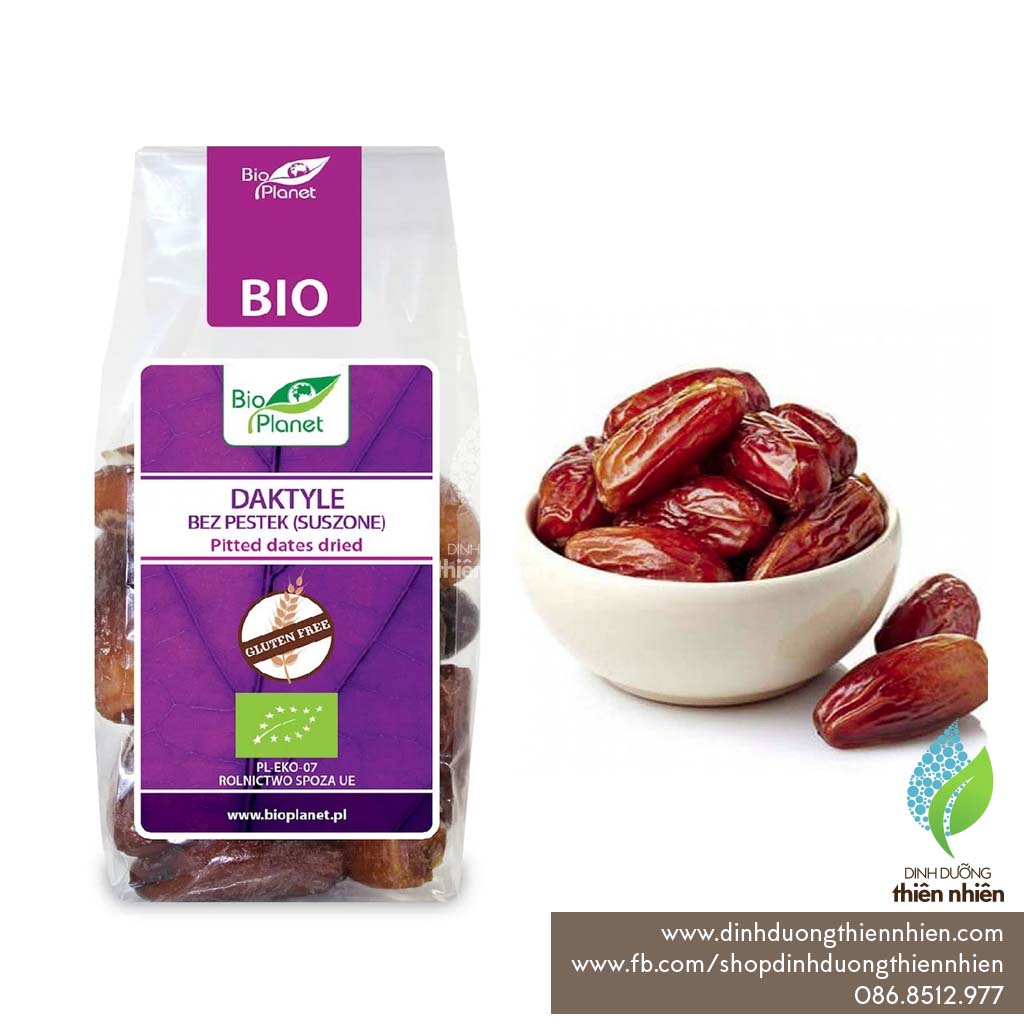 Chà là khô hữu cơ tách hạt bio planet organic dried dates , 150g