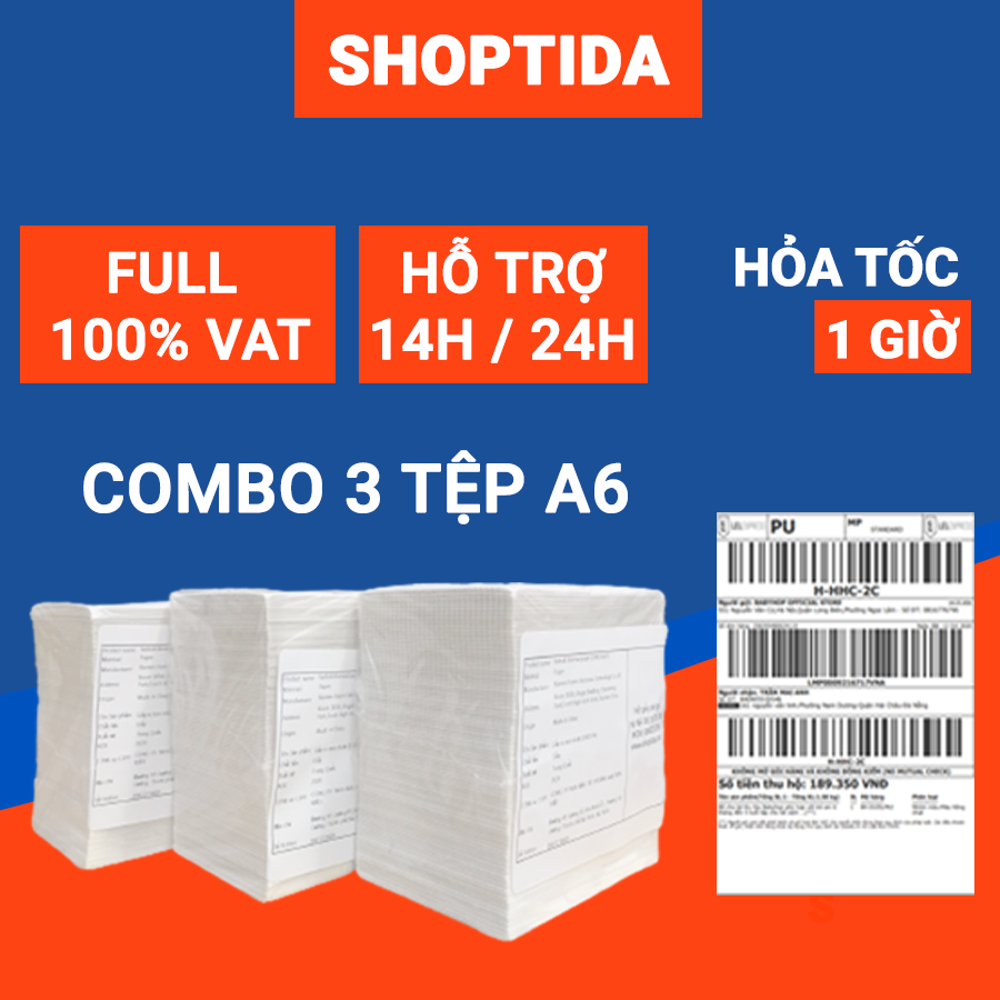 Giấy in nhiệt Shoptida 3000 tờ A6 10*15cm 3 lớp tự dán chống nước, sử dụng cho máy in nhiệt Shoptida SP46