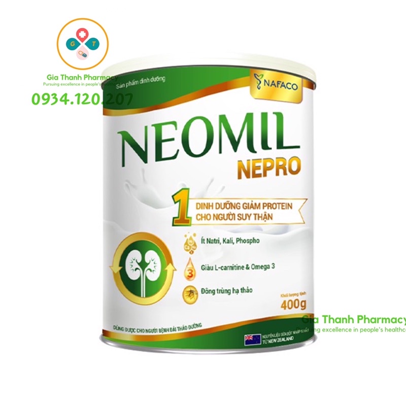 Sữa bột Neomil Nepro 1 400g - Dinh dưỡng giúp giảm protein cho người suy thận