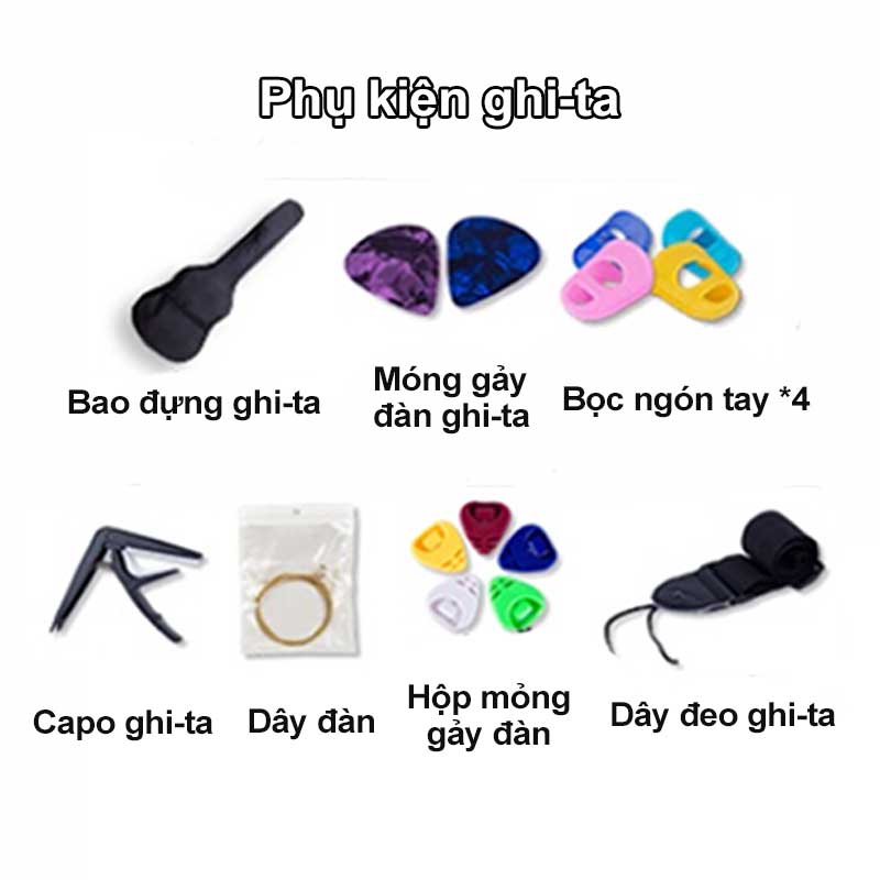 Đàn guitar cho người mới tập đàn guitar 38 inch tập luyện đàn ghi ta,Khẩu âm thanh tự nhiên và chân thật, có độ bền cao, dễ dàng sử dụng cho - 5