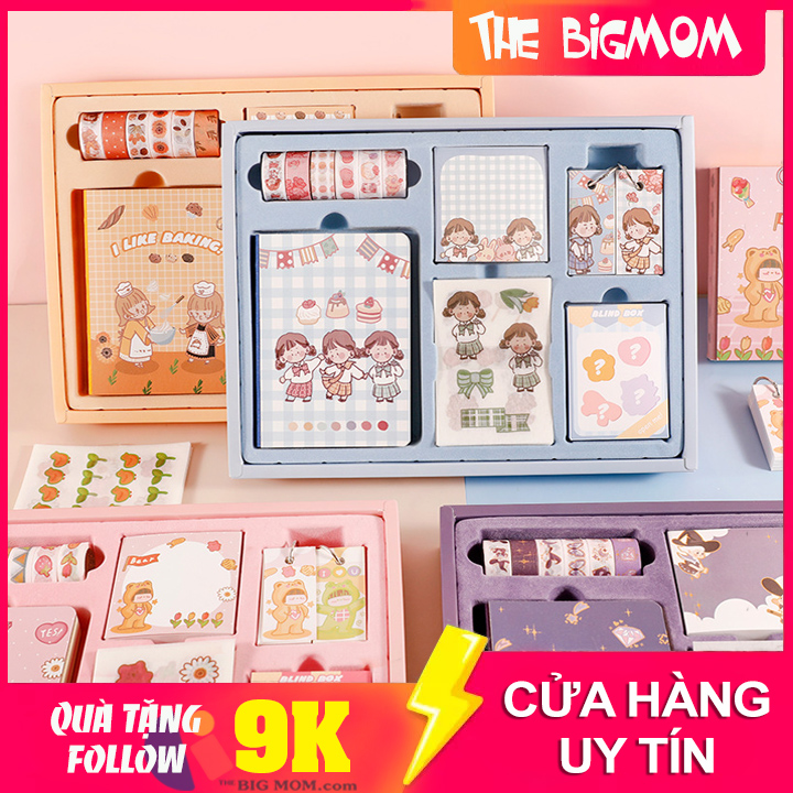 Bộ dụng cụ học tập cho bé 6 món _giấy note hoạt hình xinh xắn _sổ nhật kí cực dễ thương ý nghĩa