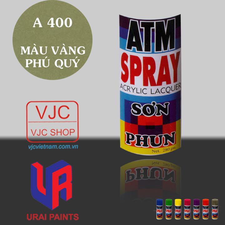 Chai sơn xịt sơn xe máy cao cấp ATM màu vàng phú quý A400 dung tích 400 ml