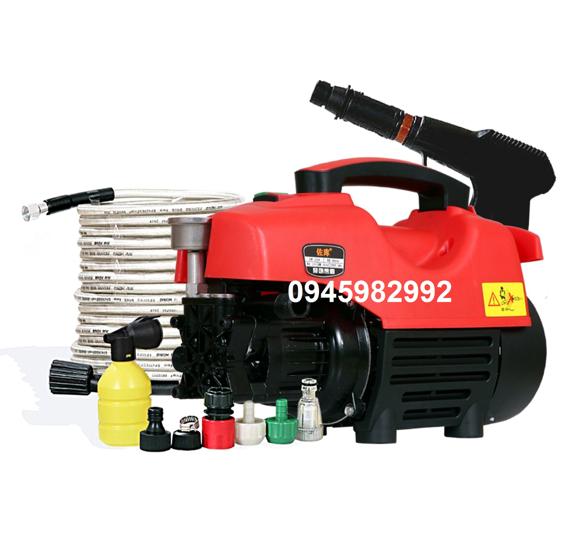 Máy bơm xịt rửa xe áp lực cao tự hút nước - Lõi đồng 100%.tặng bình bọt xa phòng