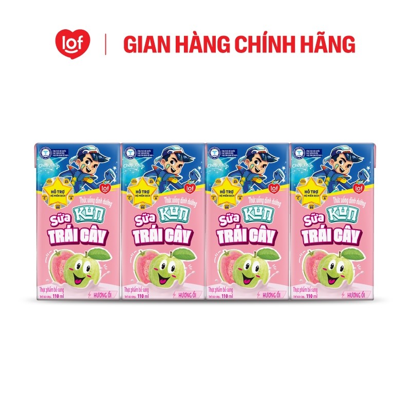 [HÀNG TẶNG KHÔNG BÁN] Lốc Sữa trái cây Kun vị ổi thùng 48 hộp x 110ml
