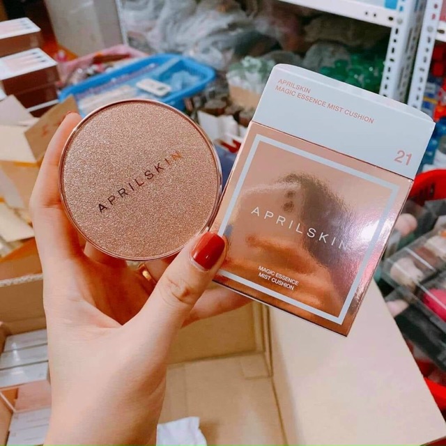 Phấn Cushion April Skin hộp kim tuyến mẫu mới siêu sang chảnh