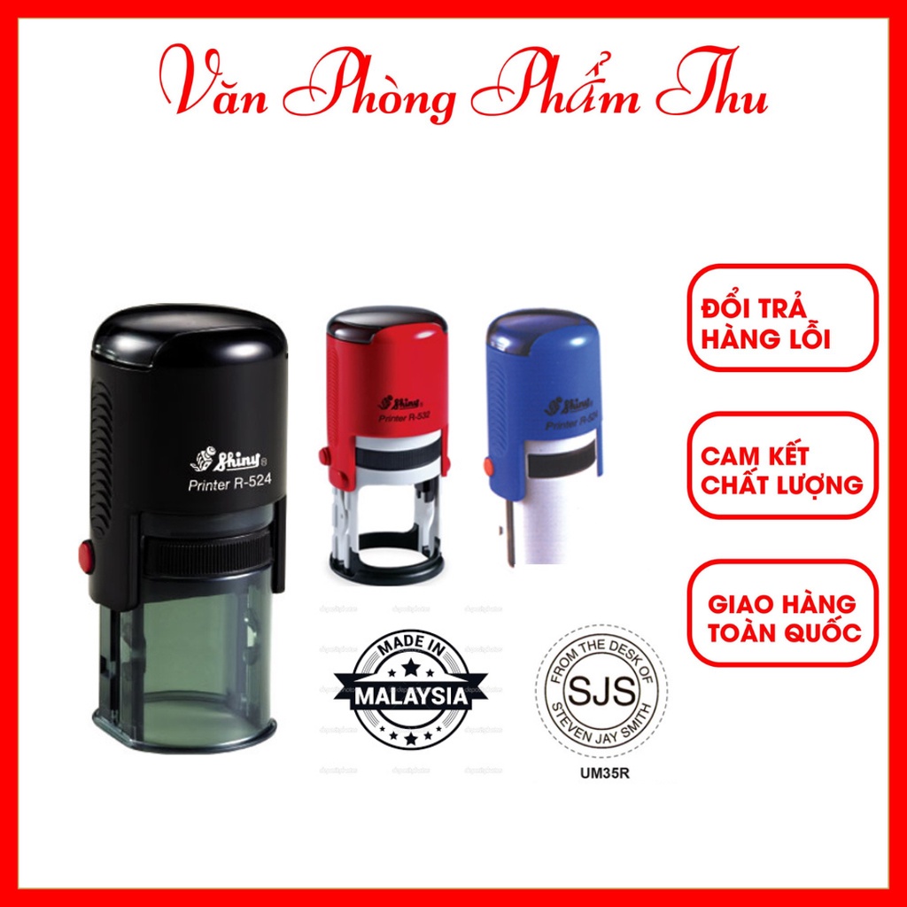 Khắc dấu tròn shiny r-524 đường kính 24mm mặt dấu bằng cao su dẻo polymer, rõ, sắc nét, bền