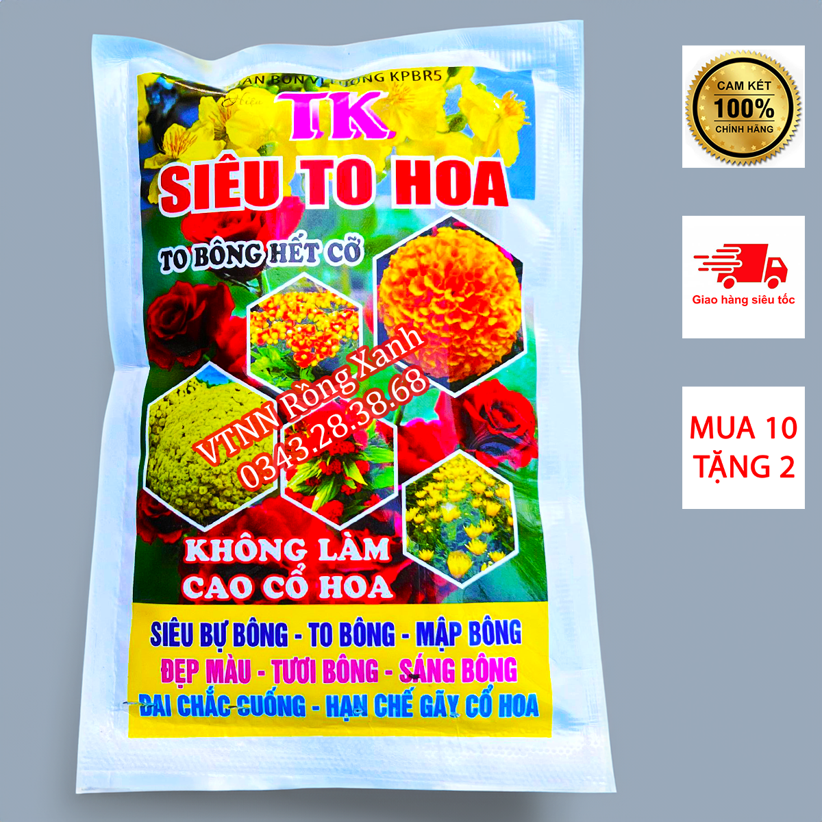 Phân bón siêu to hoa mập nụ lâu tàn màu sắc tươi đẹp 50gr