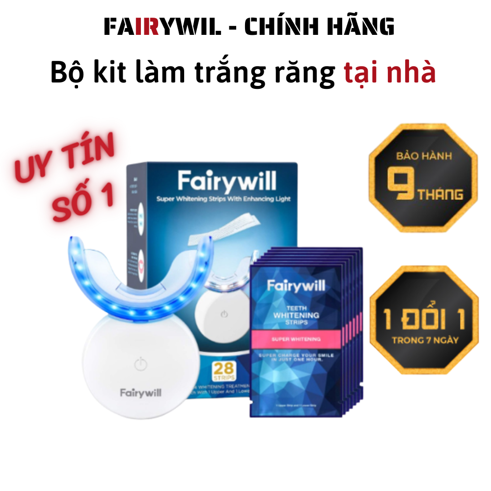 Bộ kit trắng răng FAIRYWILL thương hiệu Đức duy trì hiệu quả làm trắng trong thời gian dài. Máy làm trắng răng tẩy sạch các vết ố vàng, thơm miệng