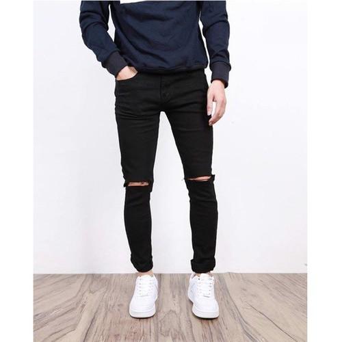 Quần Baggy Rách Gối Phong Cách - jean dày dặn