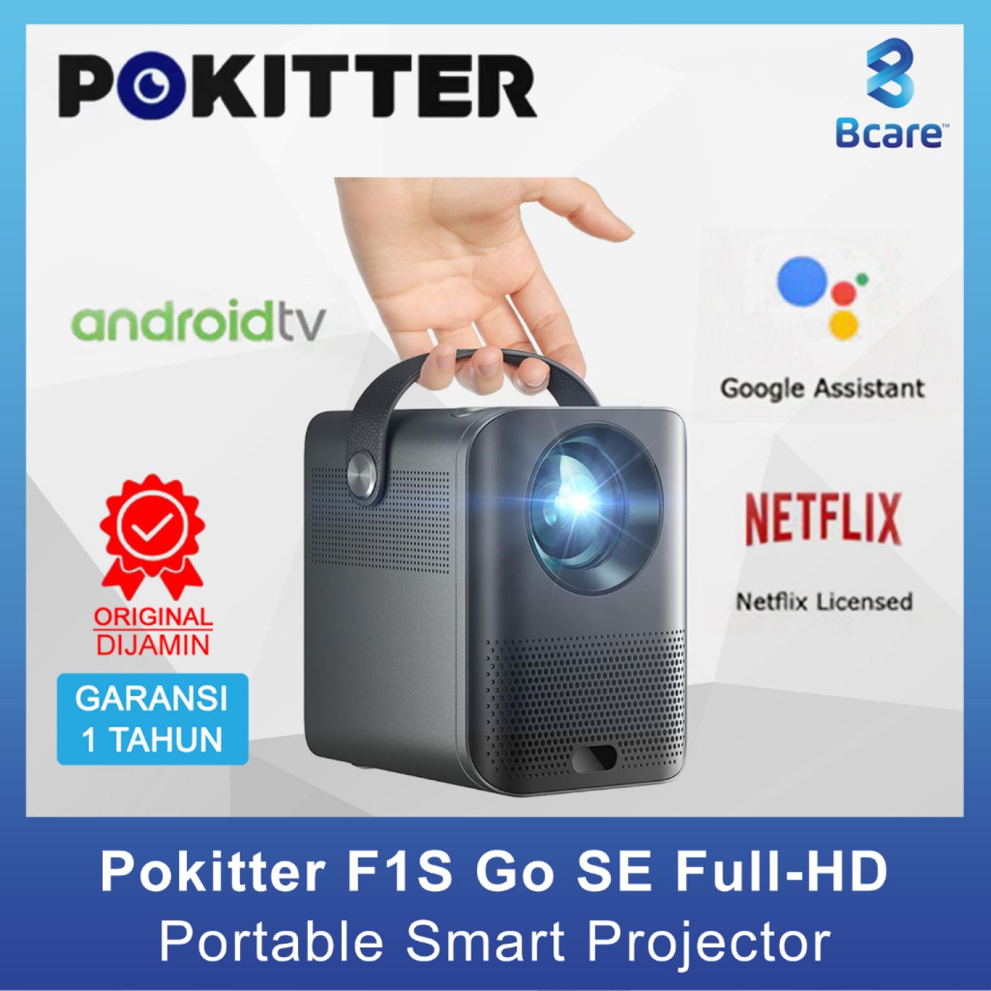 Máy chiếu thông minh POKITTER F1s , chạy Android , có Youtube, kết nối wifi
