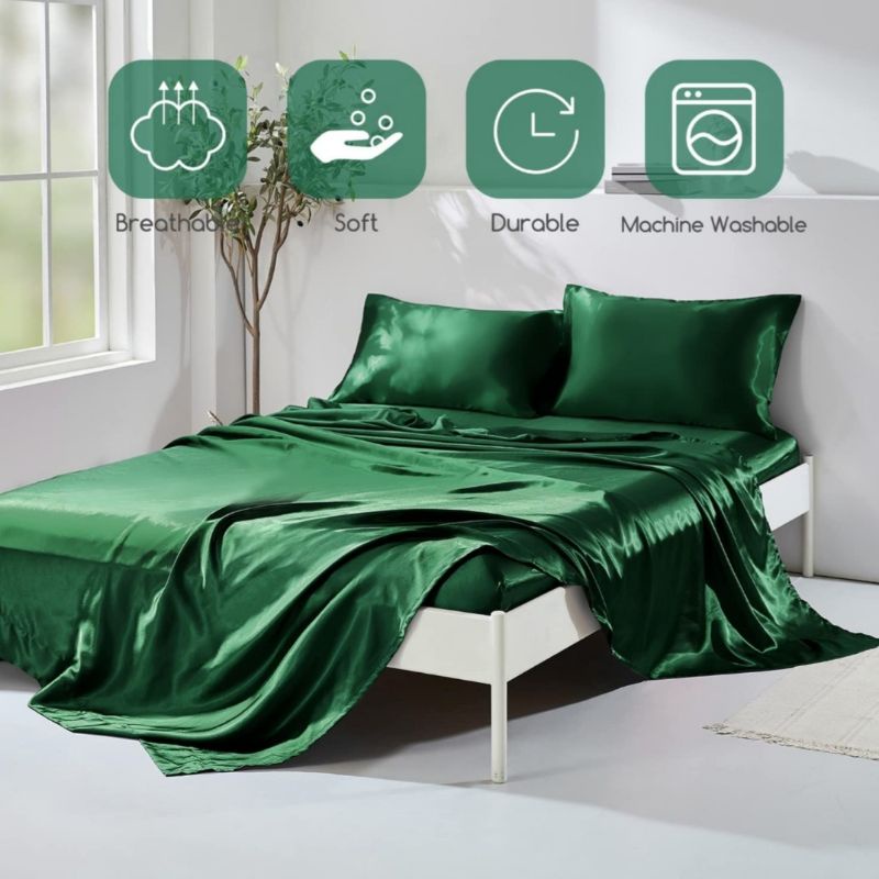 ‼️hot🔥chăn ga phi lụa thái tuấn cao cấp loại 1- mãu màu phi lụa xanh lá, bộ 5 món, bộ 4 món, mền lẻ , ga lẻ đủ size nệm