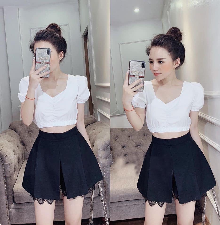 Quần váy ngắn phối chân ren hàng xịn đẹp (Ảnh thật)