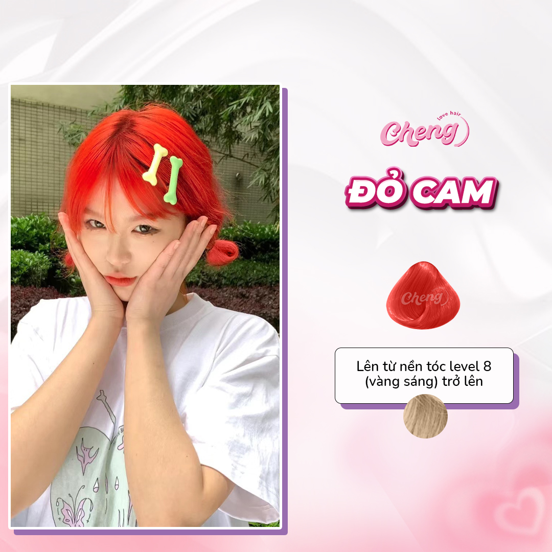 Thuốc nhuộm tóc màu ĐỎ CAM - ORANGE RED cần tẩy tóc | Chenglovehairs Chenglovehair