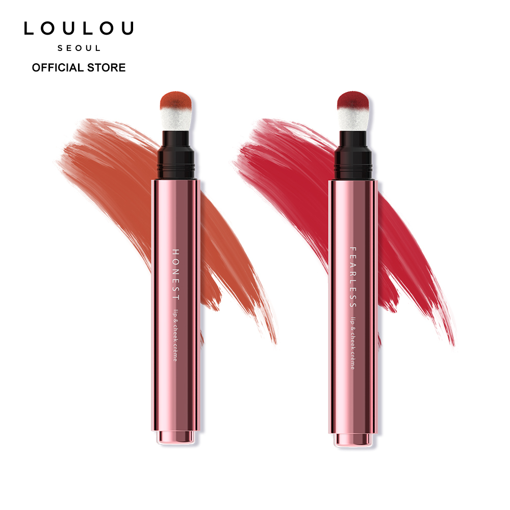 Bộ 2 cây son kem lì dạng bấm Loulou Powerpuff Girl - Fearless đỏ lạnh quyến rũ và Honest nude đào nhẹ nhàng 4.4g