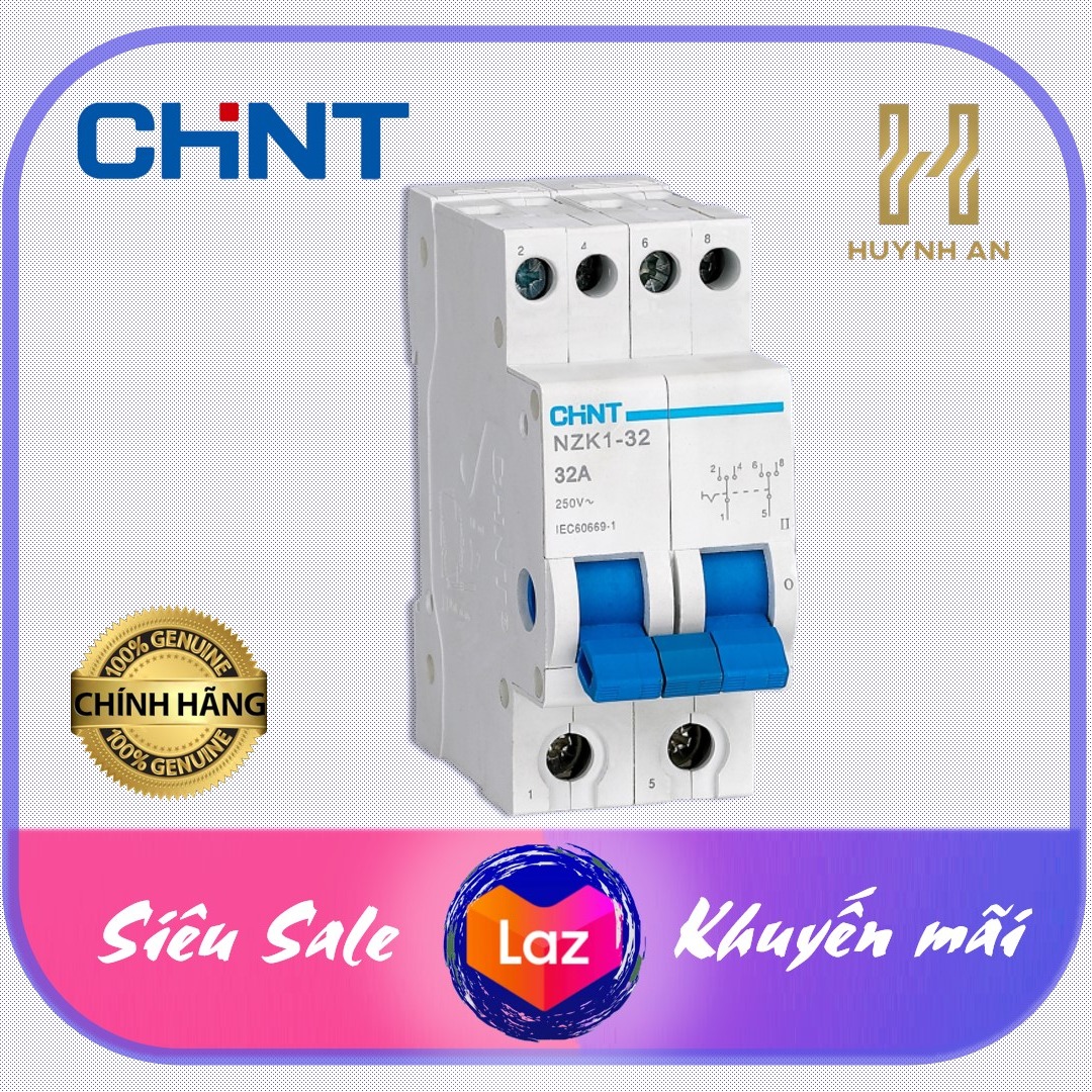 Cầu dao mcb đảo chiều 2 pha 32a , dạng module thiết kế nhỏ gọn, hãng chint