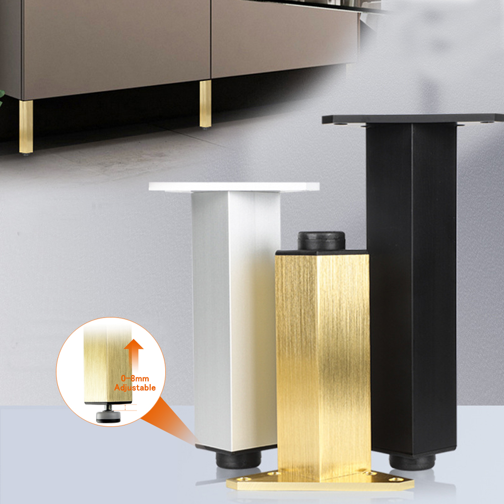 Onuobao 4PCS Bàn chân tủ đồ nội thất Bàn chân có thể được điều chỉnh Hình vuông Tủ phòng tắm bằng nhôm Ghế sofa Bàn cà phê Chân kim loại dày