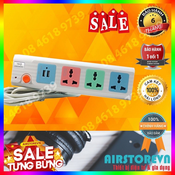 [HCM]ổ cắm điện đa năngỔ cắm bình nóng lạnh thiết kế cao cấp nhiều màu sắc bắt mắt Vỏ làm bằng nhựa ABS chịu nhiệt cao03 lỗ cắm 3 chấu đa năng và 02 cổng sạc USBdây 3man toàn khi sử dụng.