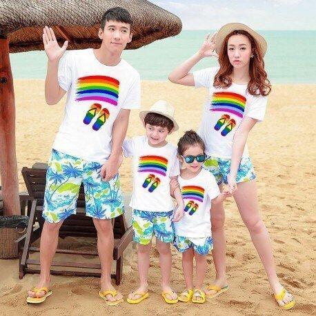 [HCM]áo đi biển - đồ gia đình - đồ nhóm đi du lịch 2020 - in hình dép 7 mau