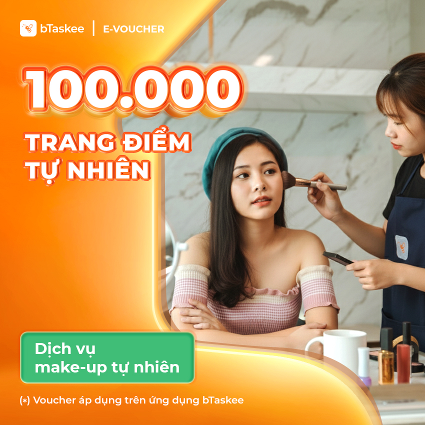 [bTaskee] eVoucher trị giá 100.000đ áp dụng cho Dịch vụ trang điểm tự nhiên