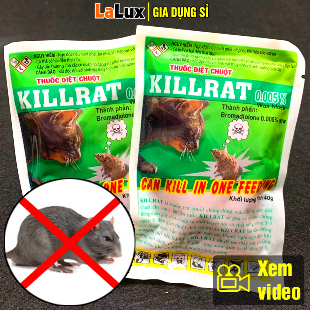 Thuốc Diệt Chuột Cực Mạnh KILLRAT GÓI 40G XANH LÁ Hàng Công Ty  - Bả Chuột Sinh Học, Thuốc Diệt Chuột Sinh Học, Kẹo Diệt Chuột  LALUX