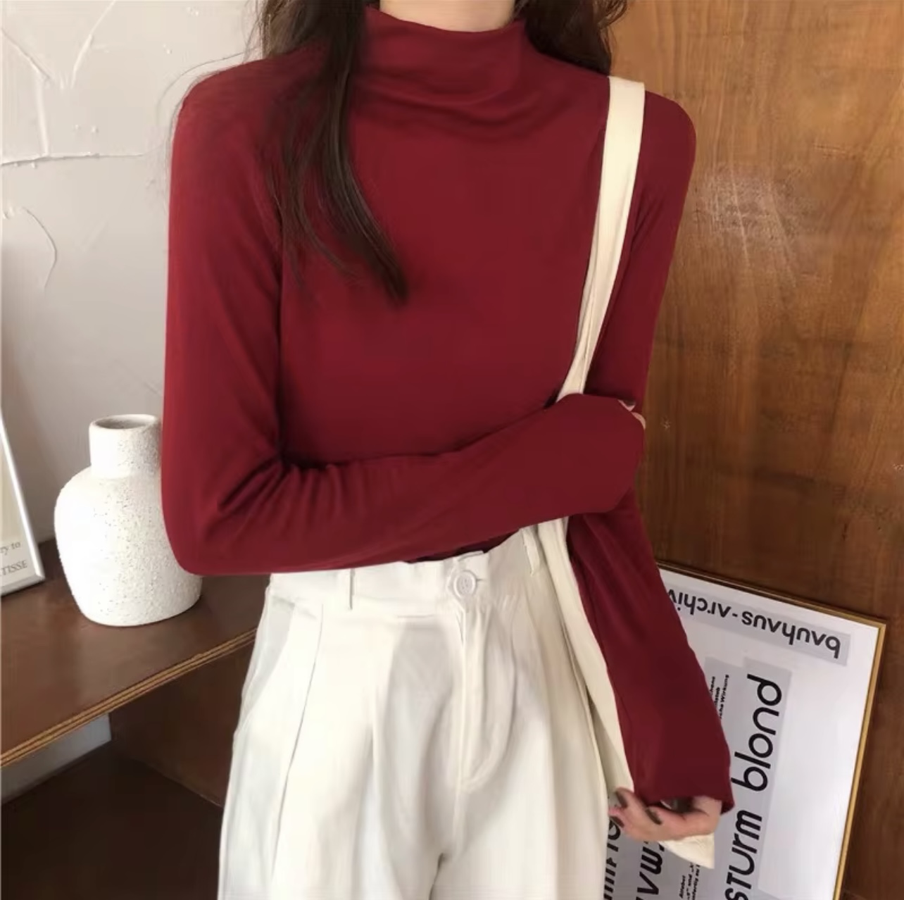 Áo Thun Nữ, Áo Kiểu Nữ, Cổ Lọ, Tay Dài, Vải Gân Co Giãn Tốt, Ôm Body Mẫu mới mềm mịn mát, phối đồ siêu xinh, đi cafe, đi chơi đều xinh