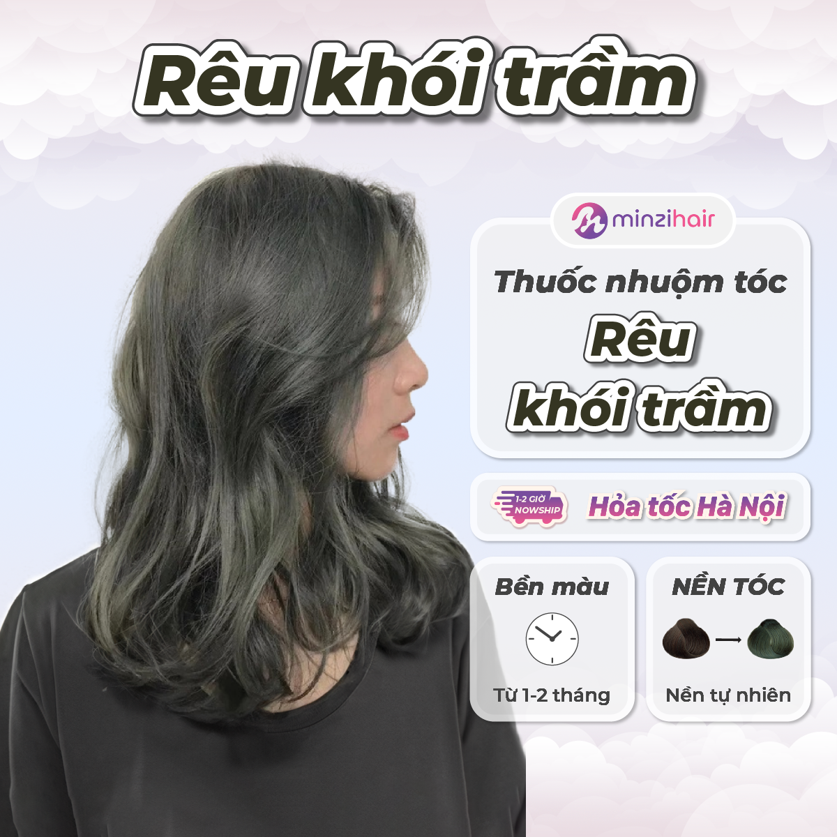 Thuốc nhuộm tóc Màu Rêu Khói Trầm - Không Cần Tẩy Tóc - Minzihair HN