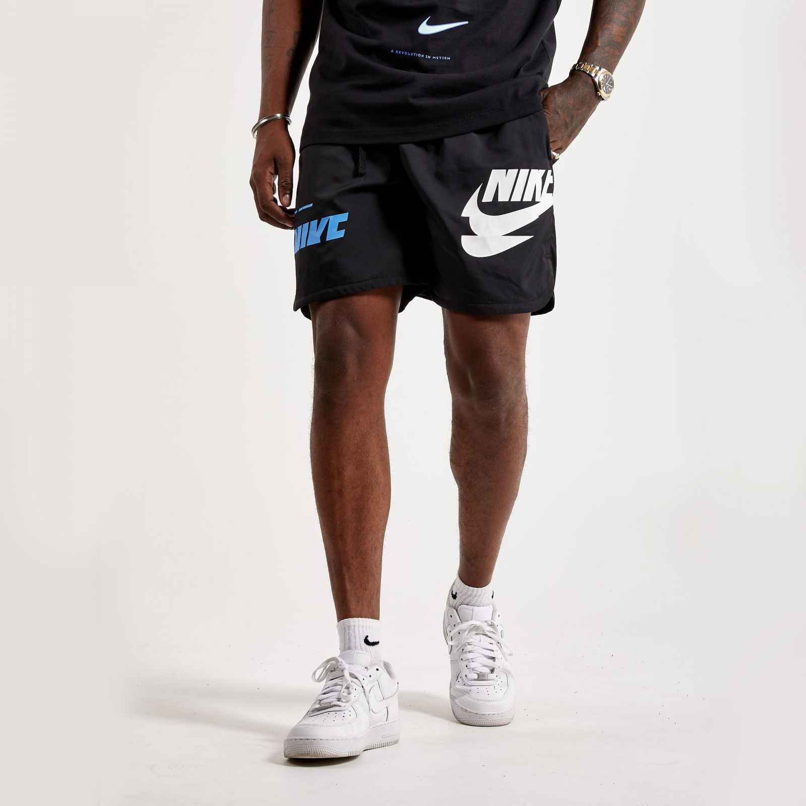 Quần short thể thao nam essential+ woven - đen