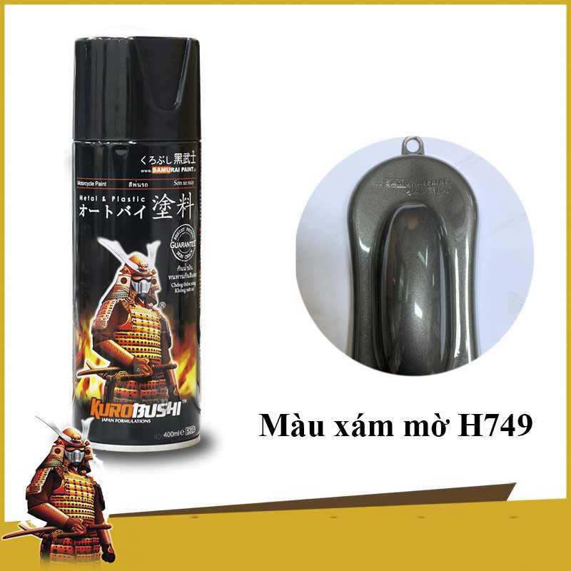 H749 _ sơn xit samurai h749 màu xám mờ _ matte grey