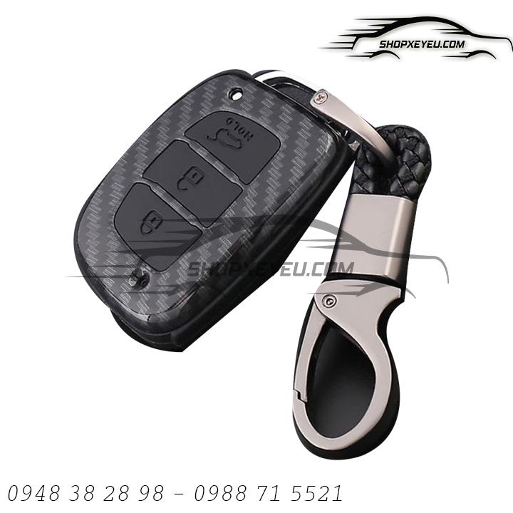 Ốp Khoá Carbon Huyndai I10, Elantra, Tucson (vỏ carbon cao su đen móc kim loại)