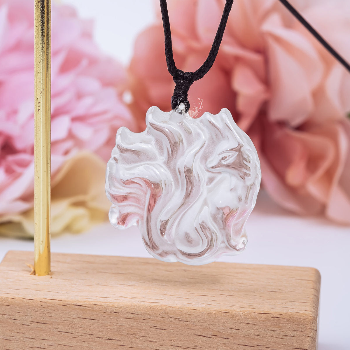 Mặt dây chuyền hồ ly chúa 9 đuôi thạch anh trắng thiên nhiên