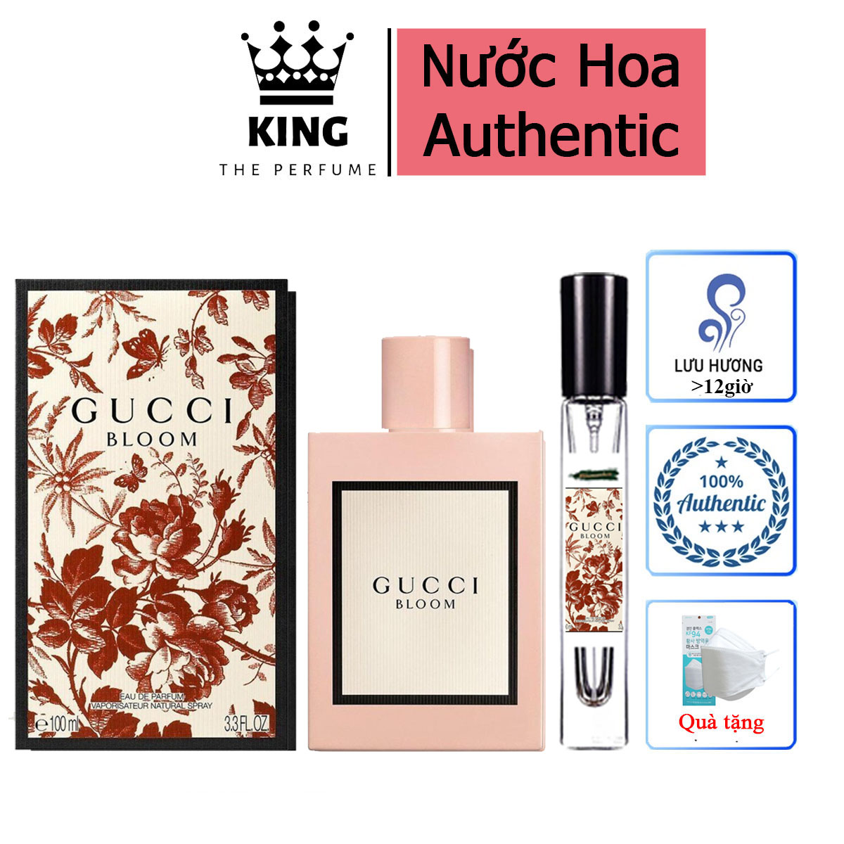 Nước hoa nữ Bloom Eau De Parfum/Bloom hồng EDP - Phong cách Thanh lịch, nữ tính, Nước hoa Gucci, Gucci bloom hồng