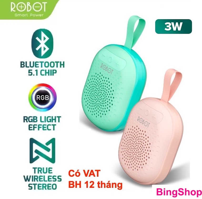 Loa Bluetooth Mini ROBOT RB20 Công Suất 3W Hiệu Ứng RGB Chính Hãng