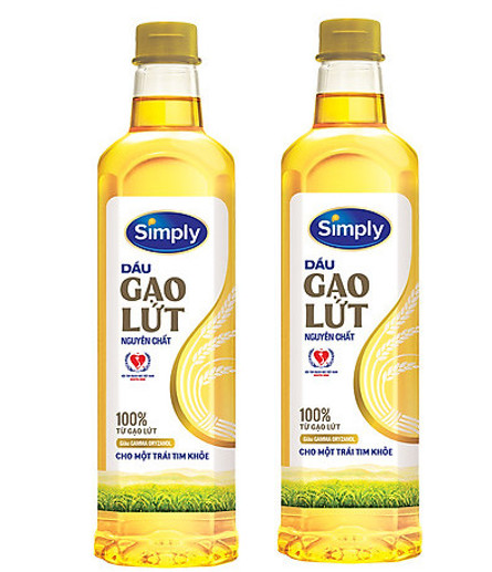 Combo 2 dầu ăn simply gạo lức cao cấp 1l