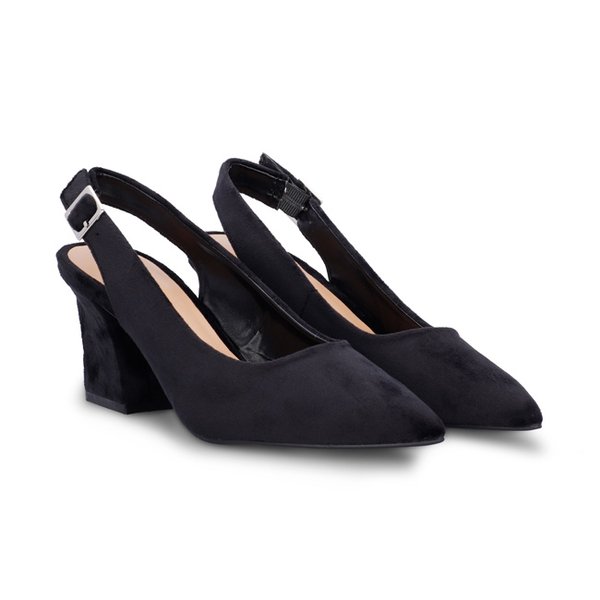 Giày bít mũi hở gót quai hậu Girlie S33018 màu Đen- Xanh