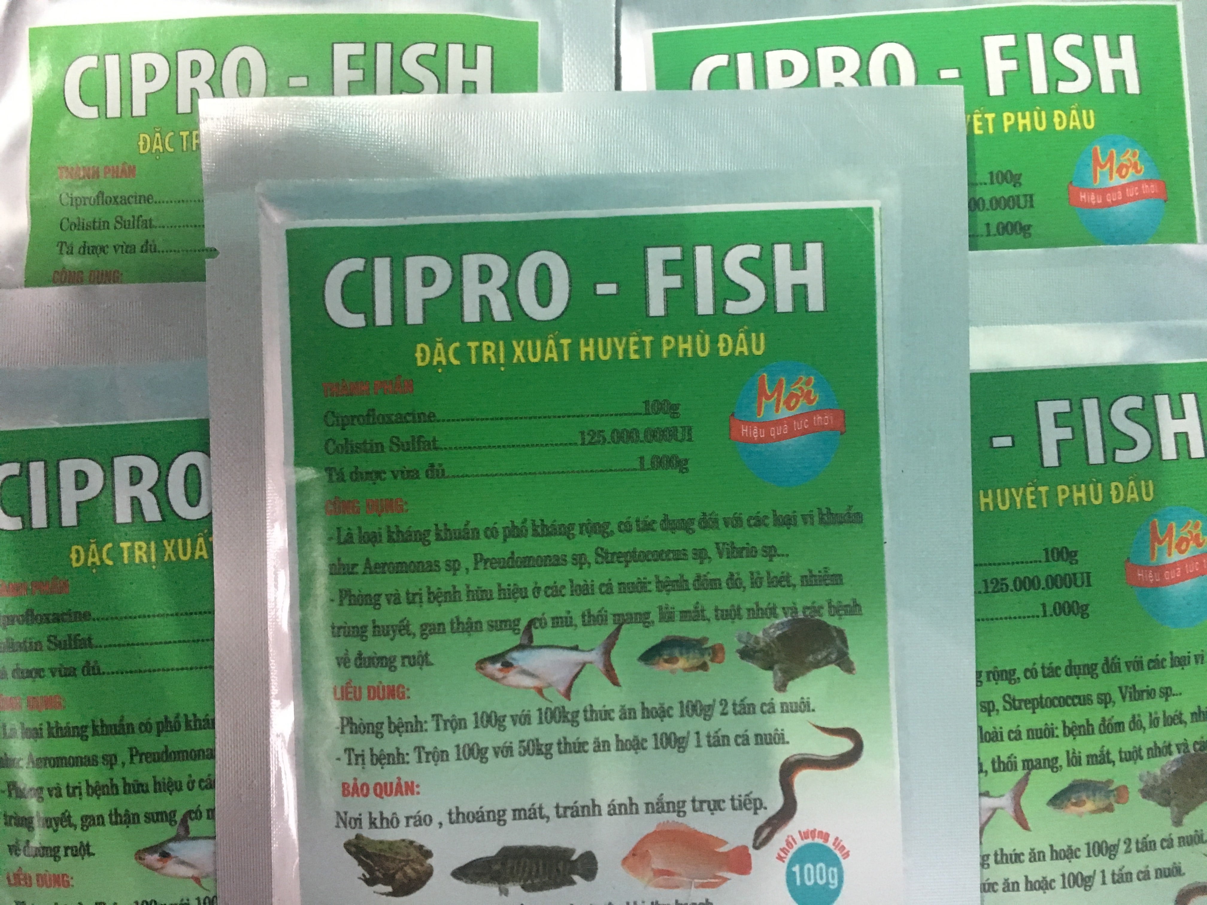 Combo 10 gói Cipro-Fish đặc tri xuất huyết phù đầu dùng trong nuôi trồng thủy sản