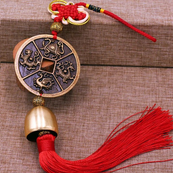 Dây Xu Tứ Linh Kèm Chuông Phong Thủy