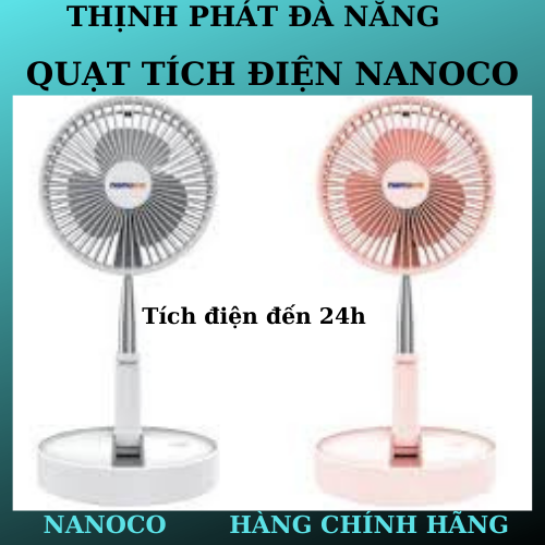 Quạt sạc tích điện gấp gọn Panasonic - Nanoco Với 4 Chế Độ Gió, tích điện đến 24h