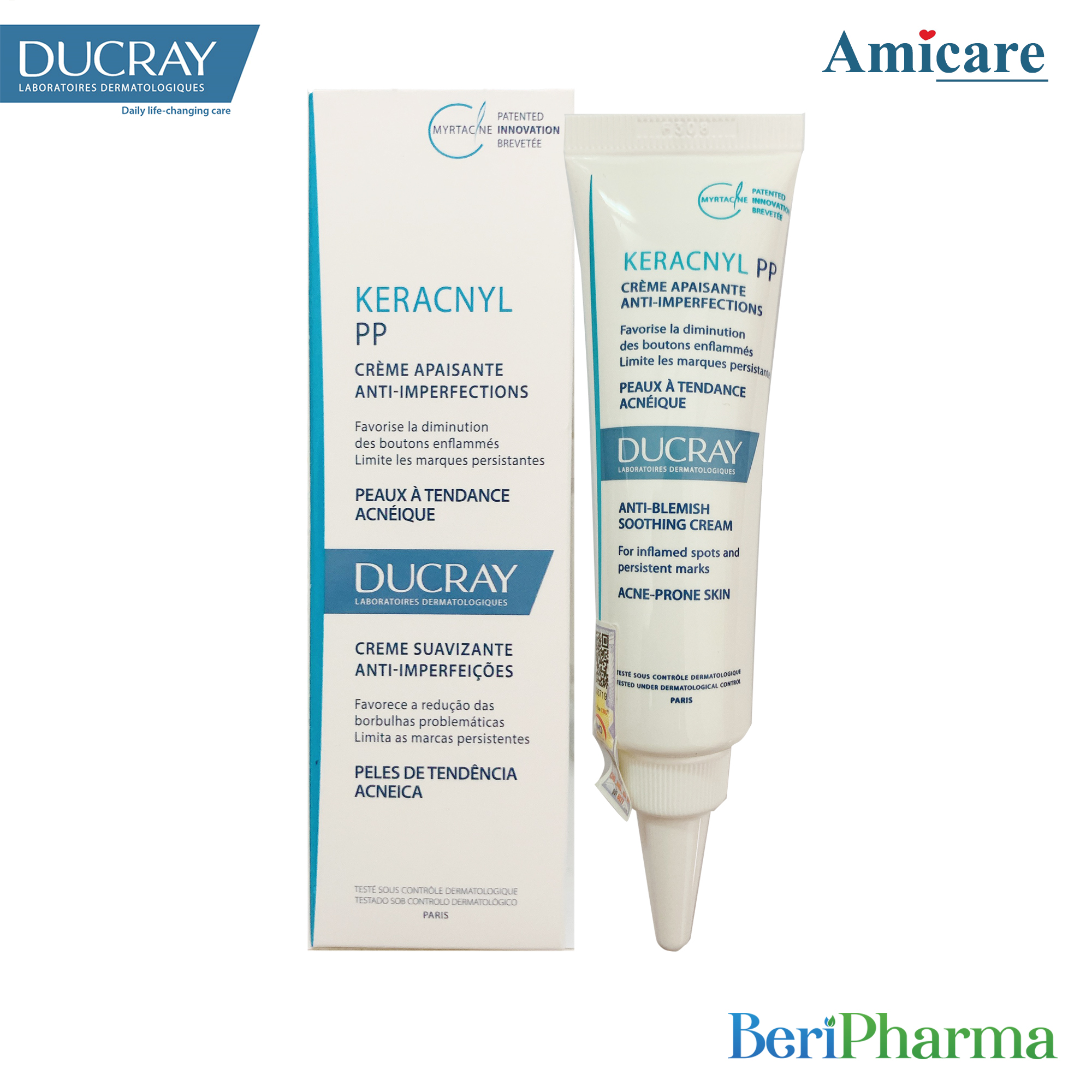 [HCM]Ducray Kem Dưỡng Cân Bằng Dầu Giảm Viêm Mụn Keracnyl PP Anti-Blemish Soothing Cream 30ml