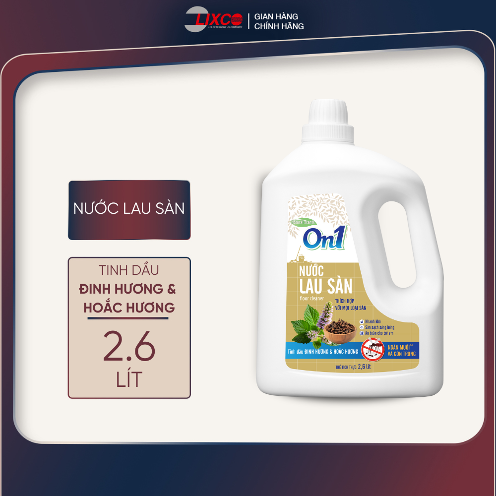 Nước lau sàn On1 tinh dầu Đinh hương  Hoắc Hương dung tích 2,6L LH202 - Sàn sạch, sáng bóng - Lixco Việt Nam