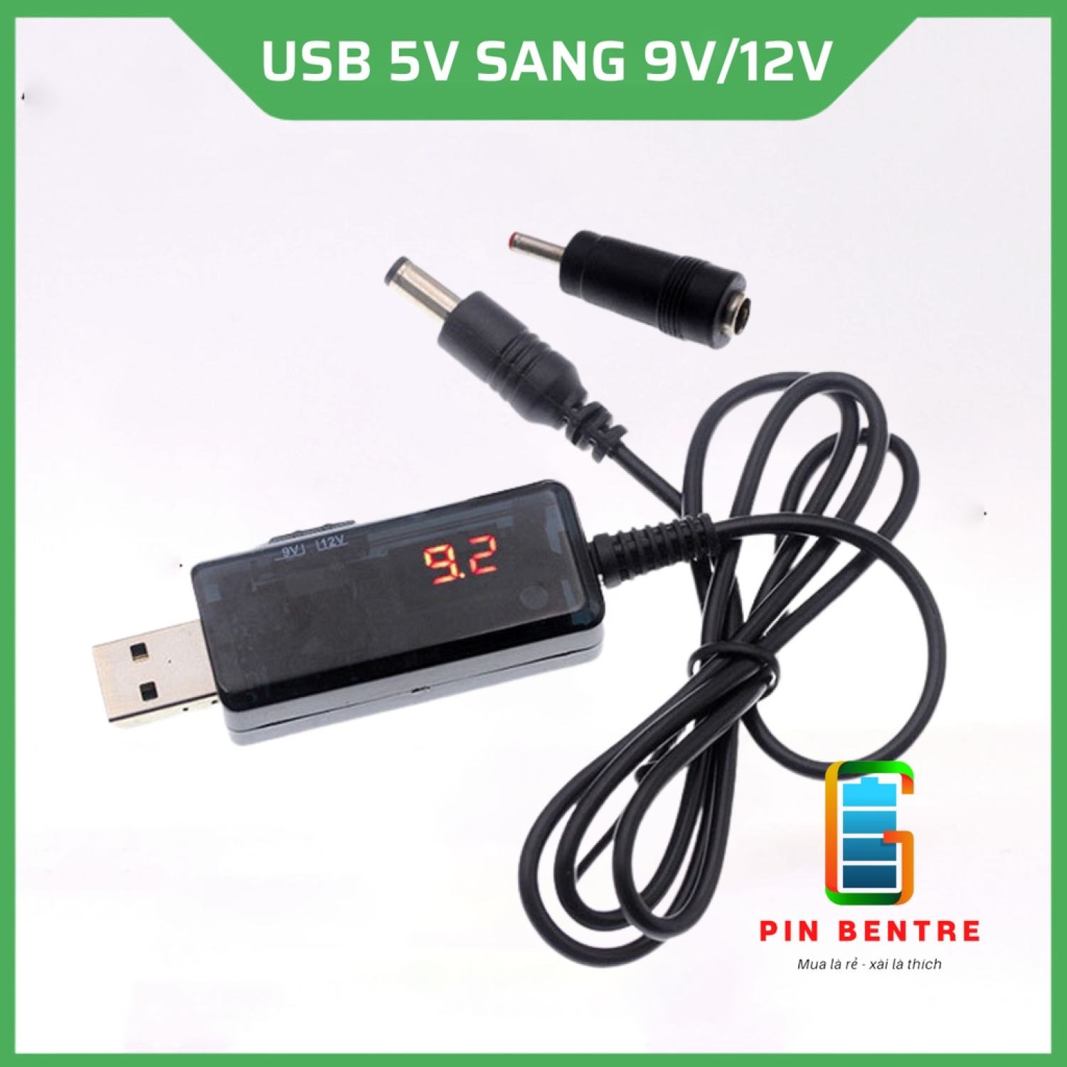 Cáp chuyển usb 2in1 từ 5v sang 9v/12v dòng 2a/1.5a