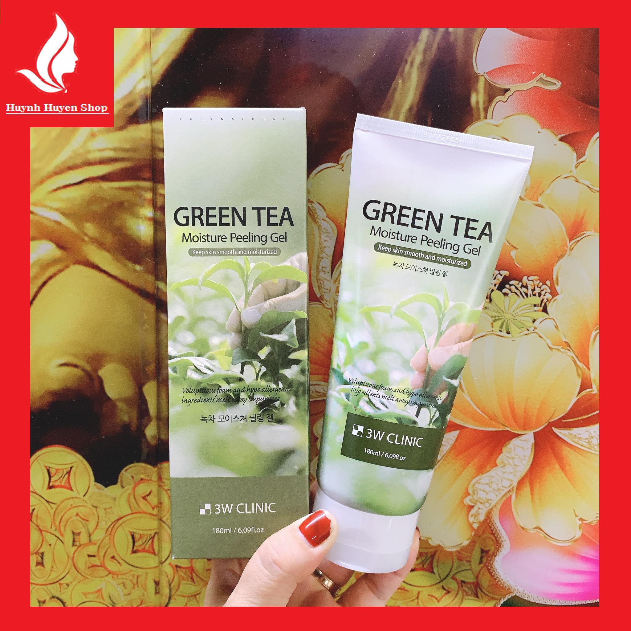 [auth-giá sỉ ]Gel tẩy tế bào chết 3w clinic trà xanh siêu trắng mịn sạch mụn tuýp lớn 180ml