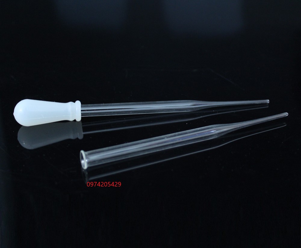 Pipet pasteur thủy tinh - Ống hút nhỏ giọt bằng thủy tinh + bóp silicon