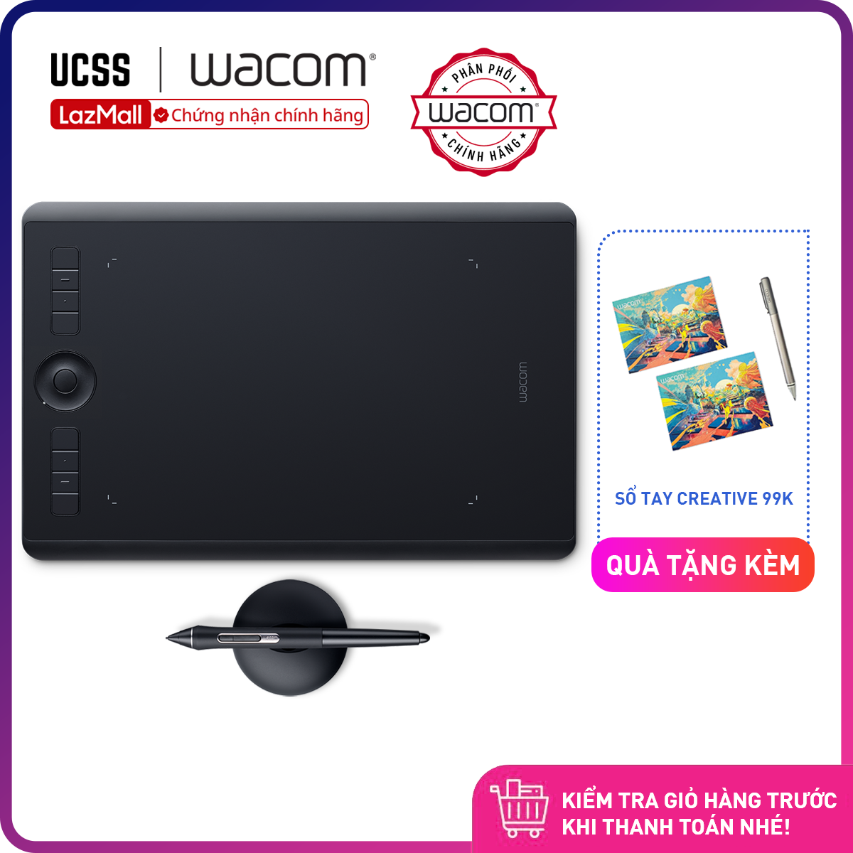 [Trả góp 0%]Bảng Vẽ Wacom Intuos Pro M PTH-660 (Hàng Phân Phối Chính Thức)