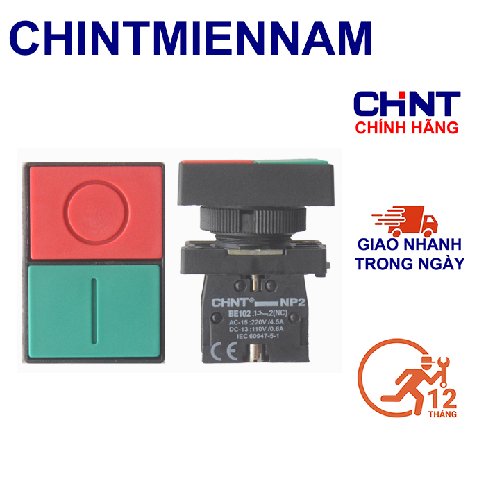 Nút nhấn kép start - stop loại np2-el8325 1no 1nc hãng chint