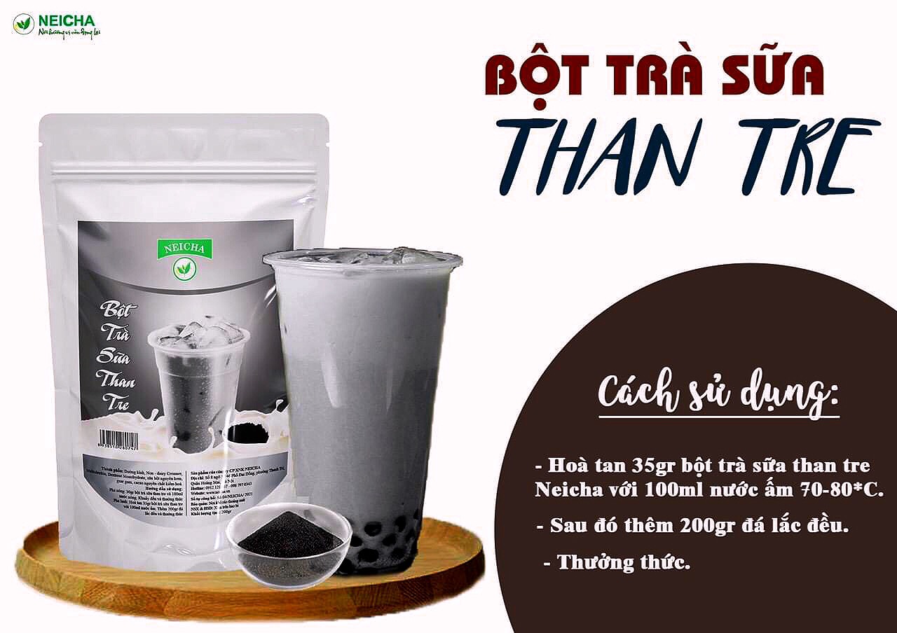 Bột Trà Sữa Neicha Vị Than Tre. Pha sẵn nhanh chóng, thơm ngon đúng vị.