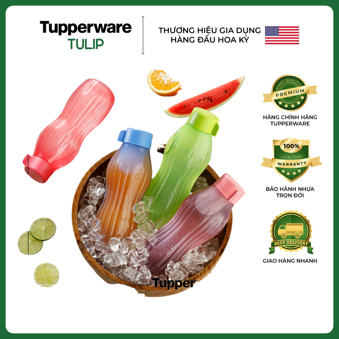 Bình nước eco bottle freezerable 880ml tupperware chính hãng 100%